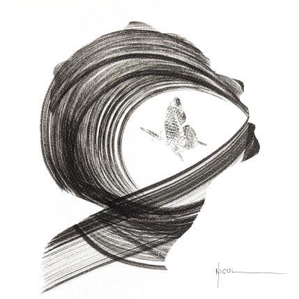 Peinture Time CCCXXXVII par Nicol | Tableau Figuratif Encre Minimaliste, Noir & blanc, Portraits