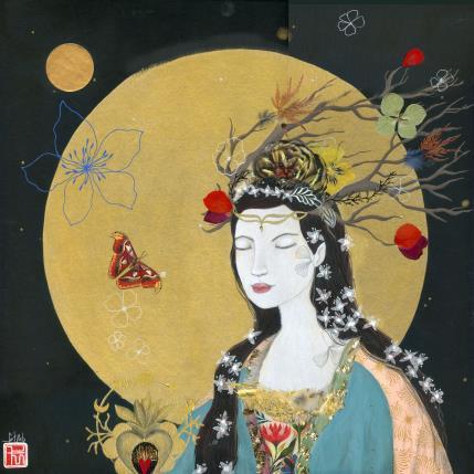 Peinture RENCONTRE ELFIQUE par Rebeyre Catherine | Tableau Art naïf Acrylique