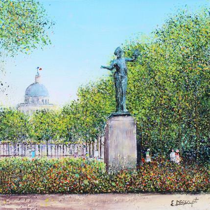 Peinture La statue du  jardin du Luxembourg par Dessapt Elika | Tableau Impressionnisme Acrylique, Sable