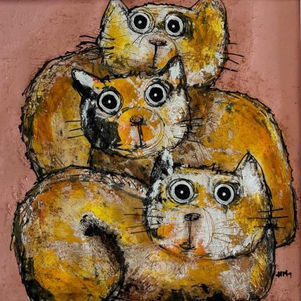 Peinture 3 freres par Maury Hervé | Tableau Art Singulier Acrylique, Encre, Pigments, Sable Animaux