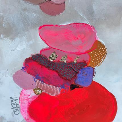 Peinture Caïrn de galets par Lau Blou | Tableau Abstrait Acrylique, Collage, Feuille d'or, Papier