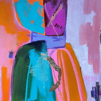 Peinture Ensemble 2 par Lau Blou | Tableau Abstrait Acrylique, Collage, Feuille d'or