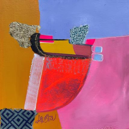 Peinture Mouvement par Lau Blou | Tableau Abstrait Acrylique, Collage, Feuille d'or, Papier