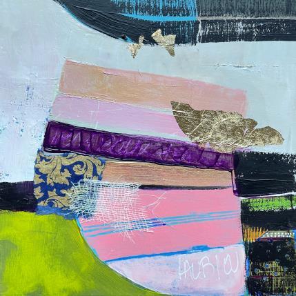 Peinture ST24-1122 par Lau Blou | Tableau Abstrait Acrylique, Collage, Feuille d'or, Papier