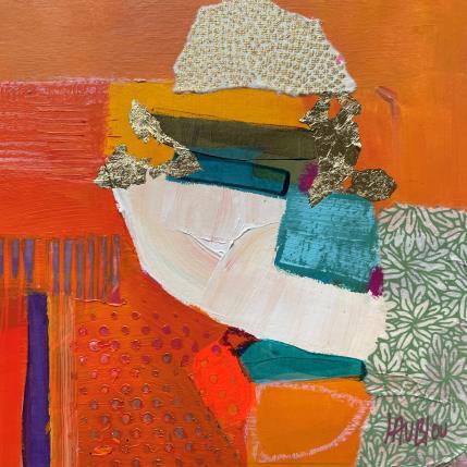 Peinture Accostage par Lau Blou | Tableau Abstrait Acrylique, Collage, Feuille d'or, Papier, Pastel