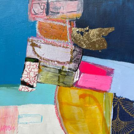 Peinture ST24-1130 par Lau Blou | Tableau Abstrait Acrylique, Collage, Feuille d'or, Papier, Pastel