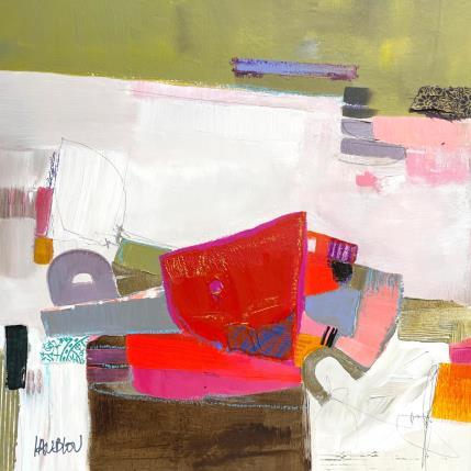 Peinture Attraction terrestre 1 par Lau Blou | Tableau Abstrait Acrylique, Collage, Feuille d'or, Papier Paysages