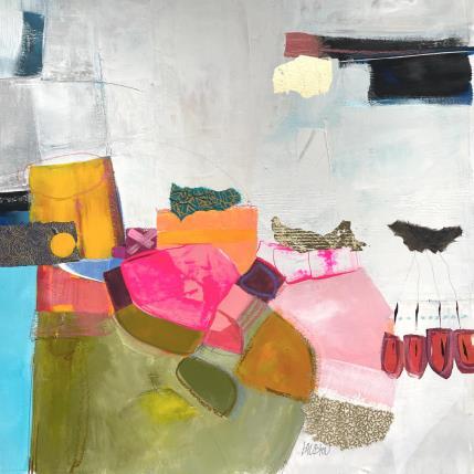 Peinture Attraction terrestre 2 par Lau Blou | Tableau Abstrait Acrylique, Collage, Feuille d'or, Papier, Pastel Paysages