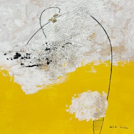 Painting abstract yellow B 95 by Wilms Hilde | Painting Abstract Acrylic, Gluing, Gold leaf Pop icons