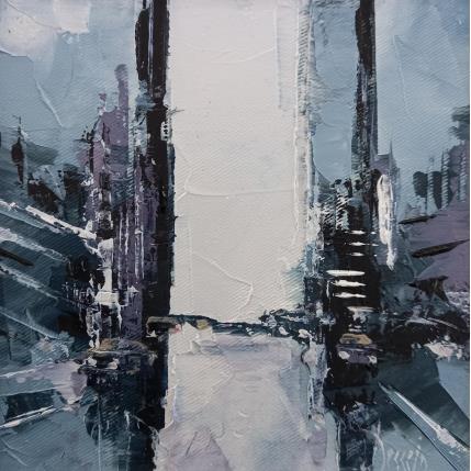 Peinture Black city par Dessein Pierre | Tableau Figuratif Huile Architecture, Urbain