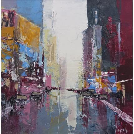 Peinture Pink city par Dessein Pierre | Tableau Figuratif Huile Architecture, Urbain