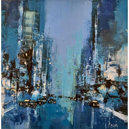 Peinture Blue Building par Dessein Pierre | Tableau Figuratif Huile Architecture, Urbain