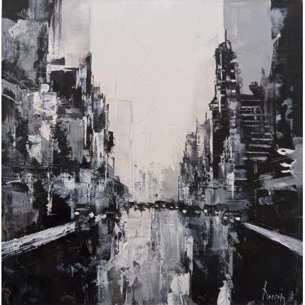 Peinture Black Manhattan par Dessein Pierre | Tableau Figuratif Huile Architecture, Urbain