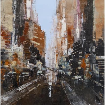 Peinture Brown city par Dessein Pierre | Tableau Figuratif Huile Architecture, Urbain