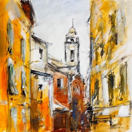 Peinture facades vieux nice par Poumelin Richard | Tableau Figuratif Acrylique, Huile Paysages
