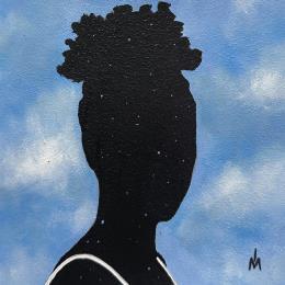 Painting Girl and Sky  by Ivanova Margarita | Painting Surrealism Oil Portrait