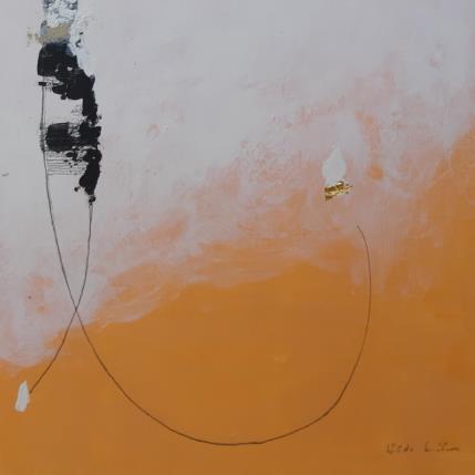 Painting abstract yellow B 106 by Wilms Hilde | Painting Abstract Acrylic, Gluing, Gold leaf Pop icons