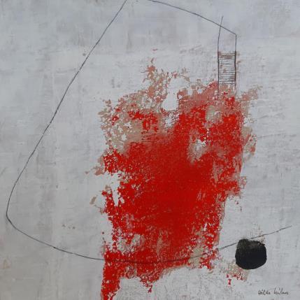 Painting abstract red C 118 by Wilms Hilde | Painting Abstract Acrylic, Gluing