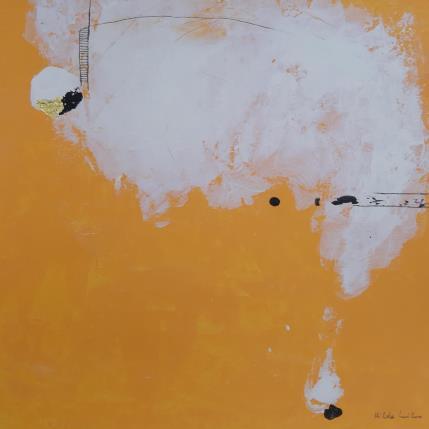 Painting abstract yellow C 120 by Wilms Hilde | Painting Abstract Acrylic, Cardboard, Gluing, Gold leaf