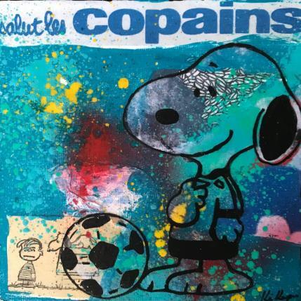 Peinture Snoopy football par Kikayou | Tableau Pop-art Acrylique, Collage, Graffiti Icones Pop