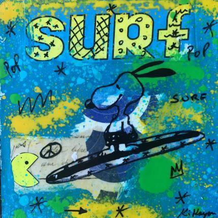 Peinture Snoopy surf par Kikayou | Tableau Pop-art Acrylique, Collage, Graffiti Icones Pop