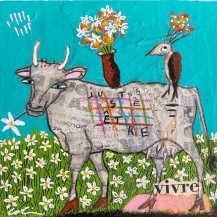 Peinture Simplement vivre  par Colin Sylvie | Tableau Art Singulier Acrylique, Collage, Pastel Animaux