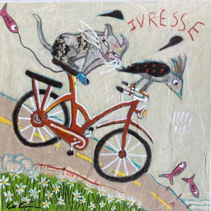Painting Ivresse  by Colin Sylvie | Painting Raw art Acrylic, Gluing, Pastel Animals