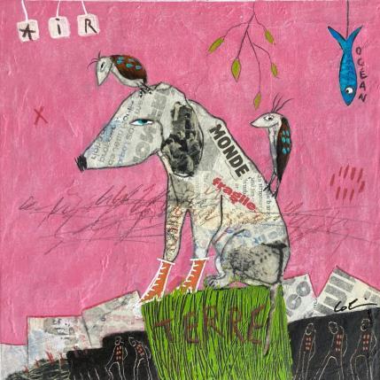 Painting Monde fragile  by Colin Sylvie | Painting Raw art Acrylic, Gluing, Pastel Animals, Pop icons