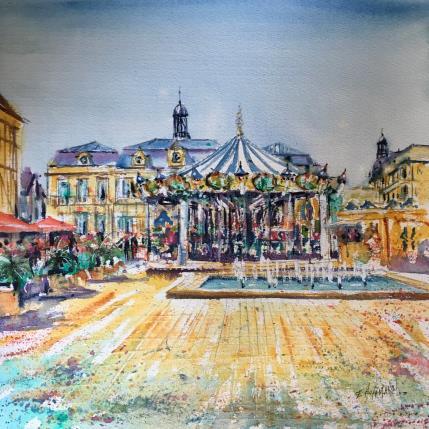 Peinture Troyes Le grand Carrousel  par Hoffmann Elisabeth | Tableau Figuratif Aquarelle Urbain