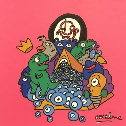Peinture Pink Pyramid par Oocalme | Tableau Art Singulier Acrylique, Posca Animaux