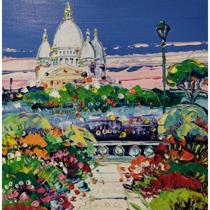 Painting Panorama Sacré Cœur by Corbière Liisa | Painting Figurative Oil Landscapes, Pop icons