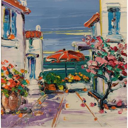 Painting Terrasse au bord de l'eau by Corbière Liisa | Painting Figurative Oil Landscapes