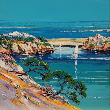 Painting Randonnée dans les calanques by Corbière Liisa | Painting Figurative Oil Landscapes