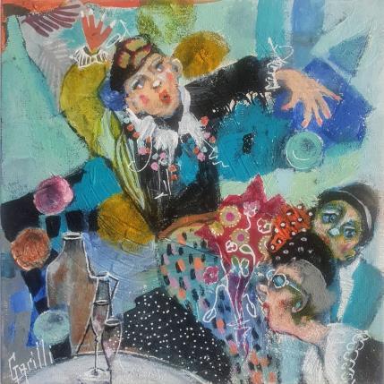 Peinture Dances and bubbles par Garilli Nicole | Tableau Figuratif Acrylique, Collage, Poudre de marbre Scènes de vie