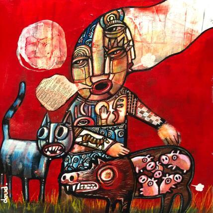 Peinture Ménagerie désoxidante par Doudoudidon | Tableau Art Singulier Acrylique Animaux, Nu, Scènes de vie