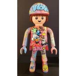 Sculpture CAT6-Playmobil No Name 10029-21424-20240716-1 par Luna | Sculpture Pop-art Acrylique, Graffiti, Posca Icones Pop