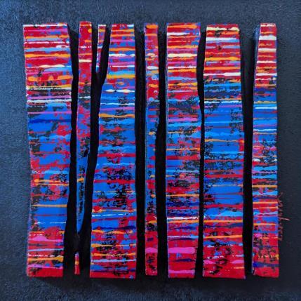 Peinture Bc8 fine rouge bleu par Langeron Luc | Tableau Matiérisme Acrylique, Bois, Résine