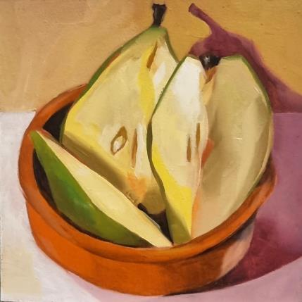 Peinture triple pear slices par Ulrich Julia | Tableau Figuratif Bois, Huile