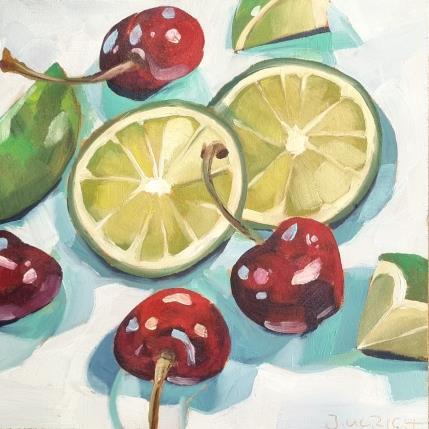 Peinture Cherries and lime par Ulrich Julia | Tableau Figuratif Bois, Huile