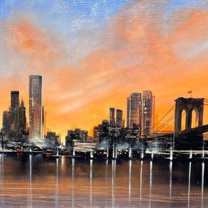 Peinture Manhattan sous un voile rosé par Guillet Jerome | Tableau Figuratif Huile
