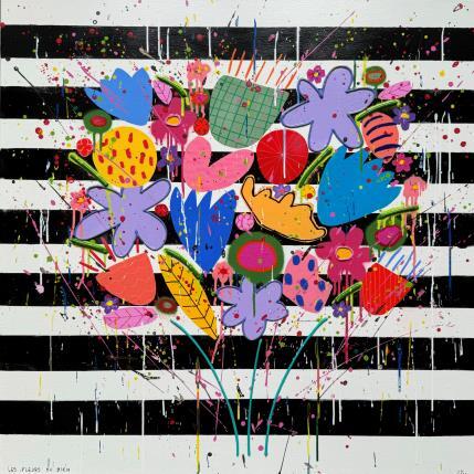 Peinture LES FLEURS DU BIEN par Mam | Tableau Pop-art Acrylique Icones Pop, Natures mortes, Noir & blanc
