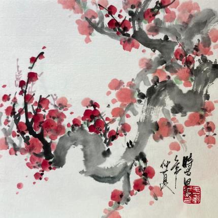 Peinture Cherry blossom par Yu Huan Huan | Tableau Figuratif Encre Nature