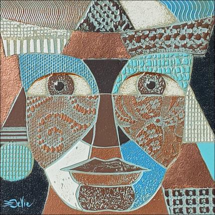 Peinture MASQUE D'HOMME par Devie Bernard  | Tableau Matiérisme Acrylique, Carton Animaux, Portraits