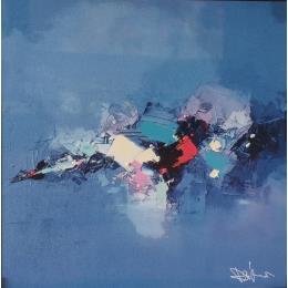 Painting Blue dream by Castan Daniel | Painting Abstract Oil, Plexiglass Minimalist