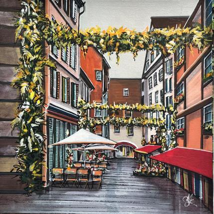 Peinture Terrasse de café strasbourgeois par Touras Sophie-Kim  | Tableau Réalisme Huile Natures mortes