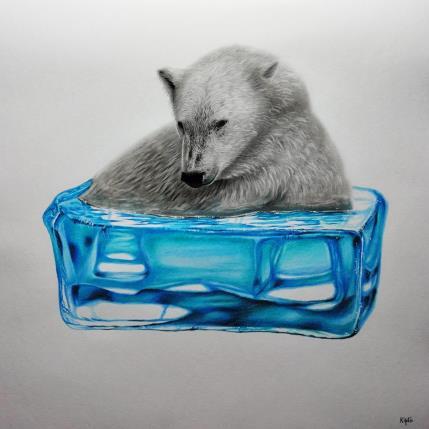 Peinture Ours polaire III par K'Arts | Tableau Figuratif Fusain Animaux, Scènes de vie, Société