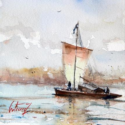 Peinture Et vogue la gabare par Gutierrez | Tableau Impressionnisme Aquarelle Paysages