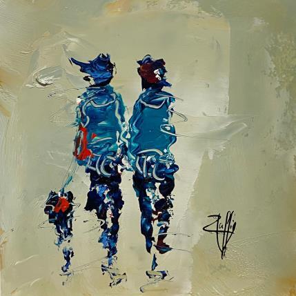 Peinture En promenade par Raffin Christian | Tableau Figuratif Huile Scènes de vie