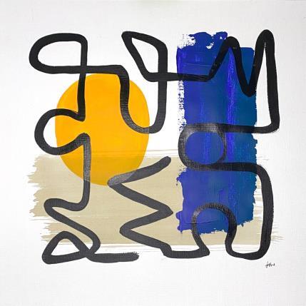 Peinture Sunset on the ocean par Elliot Clara | Tableau Abstrait Acrylique, Encre