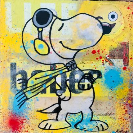 Peinture Snoopy aviator par Kikayou | Tableau Pop-art Acrylique, Collage, Graffiti Icones Pop